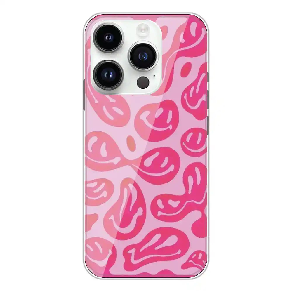 Pink Smiles - Printed Silicone Case For Apple iPhone 14 Pro