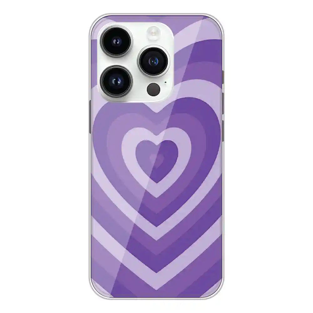 Purple Hearts - Printed Silicone Case For Apple iPhone 14 Pro