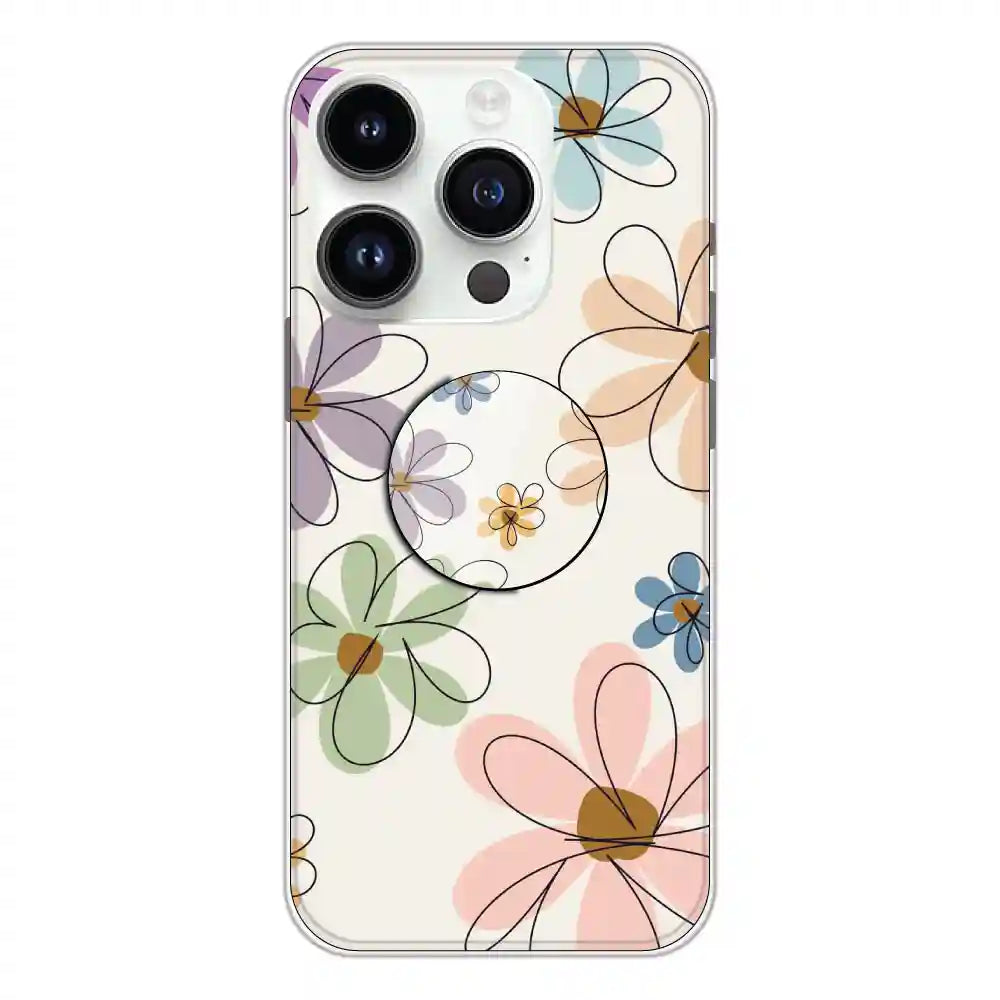 Rainbow Flowers - Silicone Grip Case For Apple iPhone 14 Pro