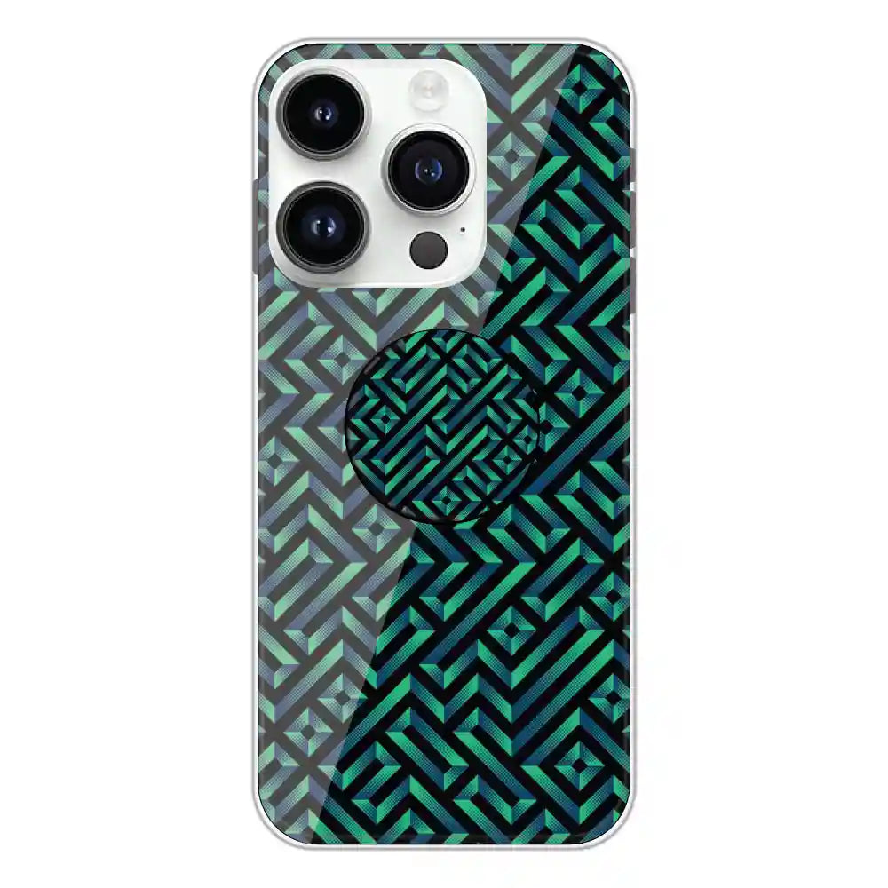 Green Mosiac Art - Silicone Grip Case For Apple iPhone 14 Pro