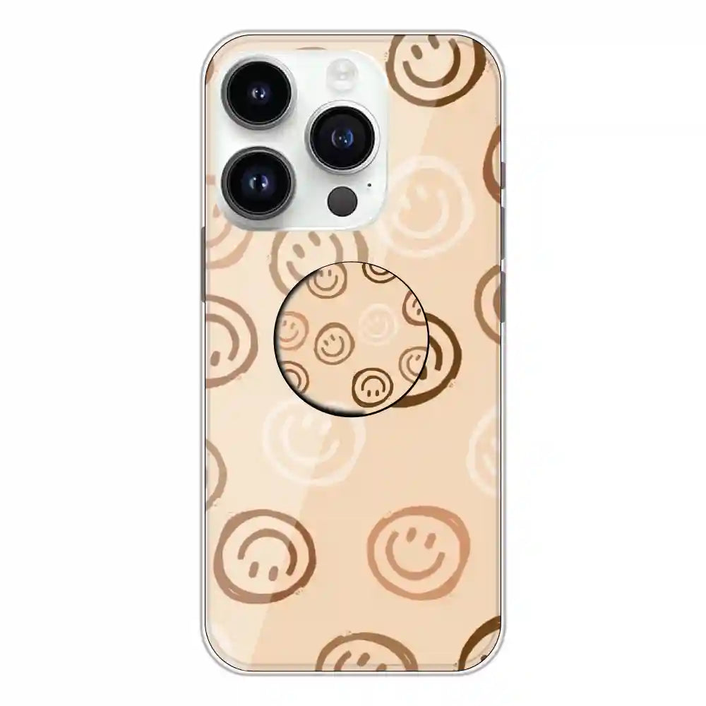 Brown Smilies - Silicone Grip Case For Apple iPhone 14 Pro