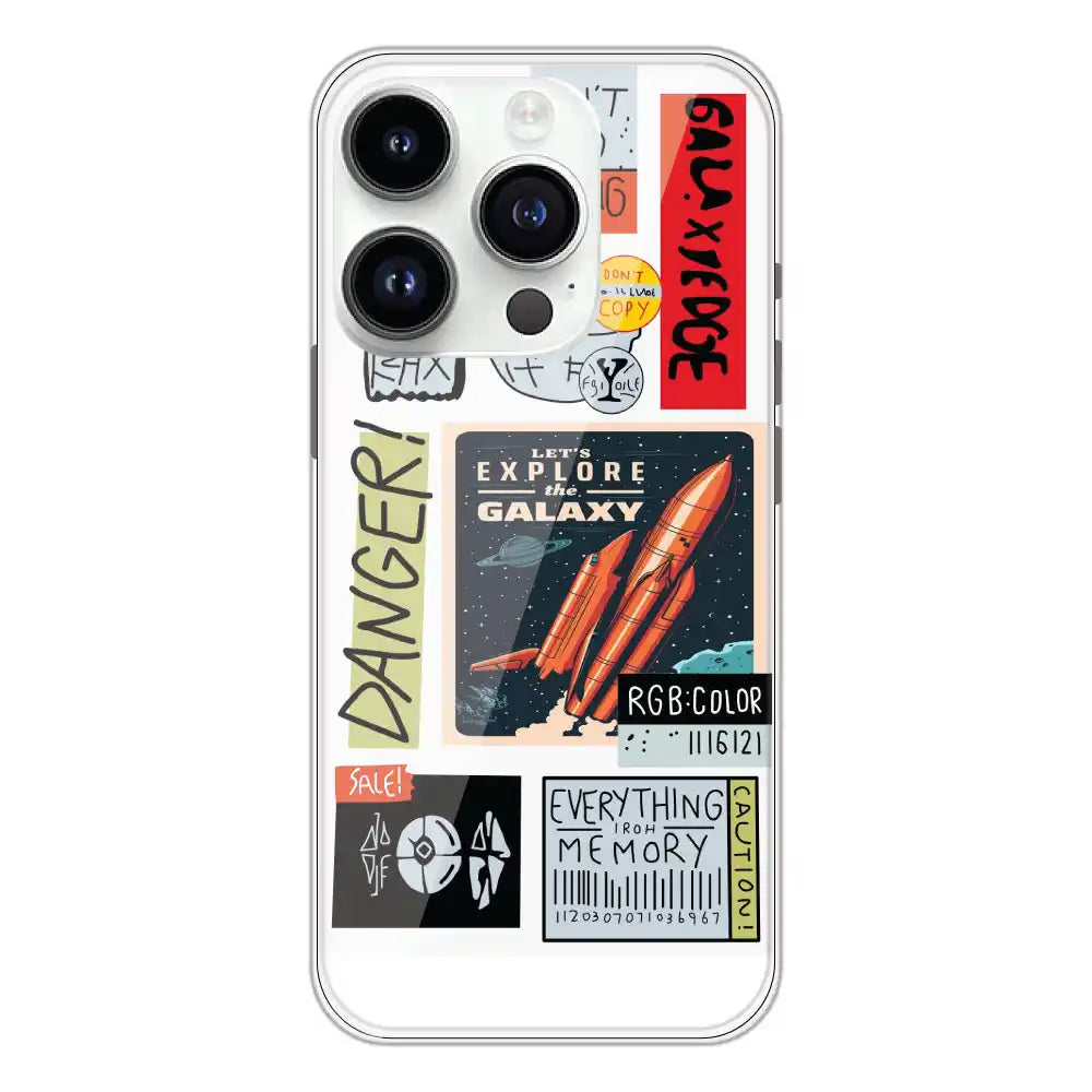 Galaxy - Clear Printed Silicone Case For Apple iPhone 14 Pro