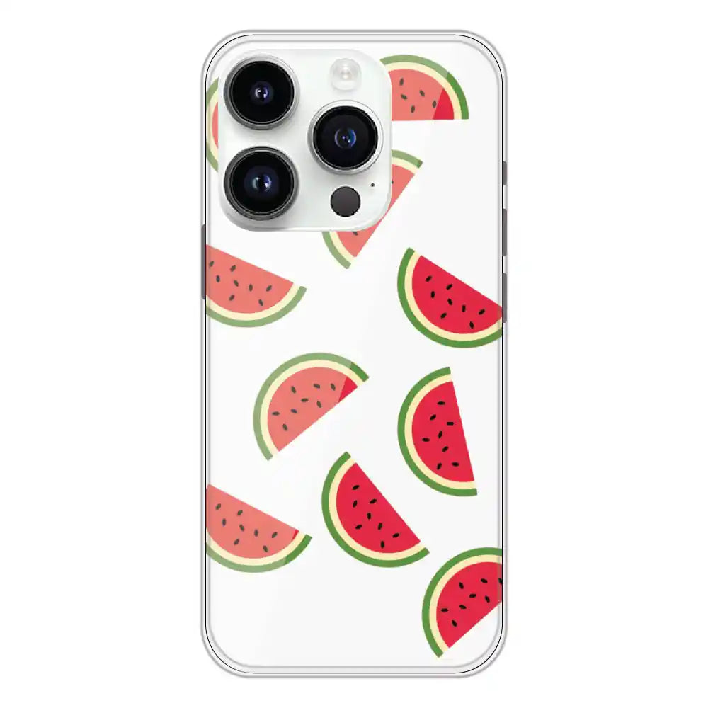 Watermelons - Clear Printed Silicone Case For Apple iPhone 14 Pro