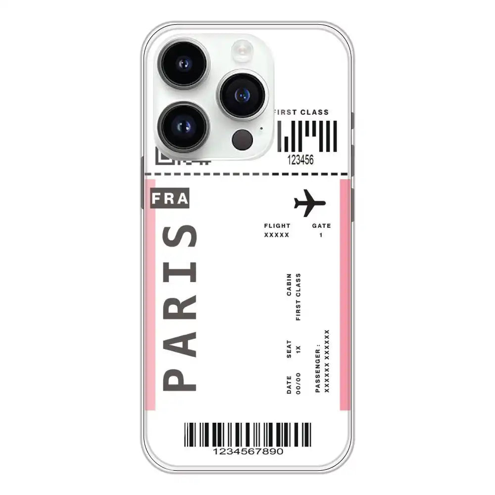 Paris Ticket - Clear Printed Silicone Case For Apple iPhone 14 Pro