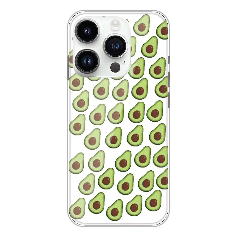 Avocado - Clear Printed Silicone Case For Apple iPhone 14 Pro