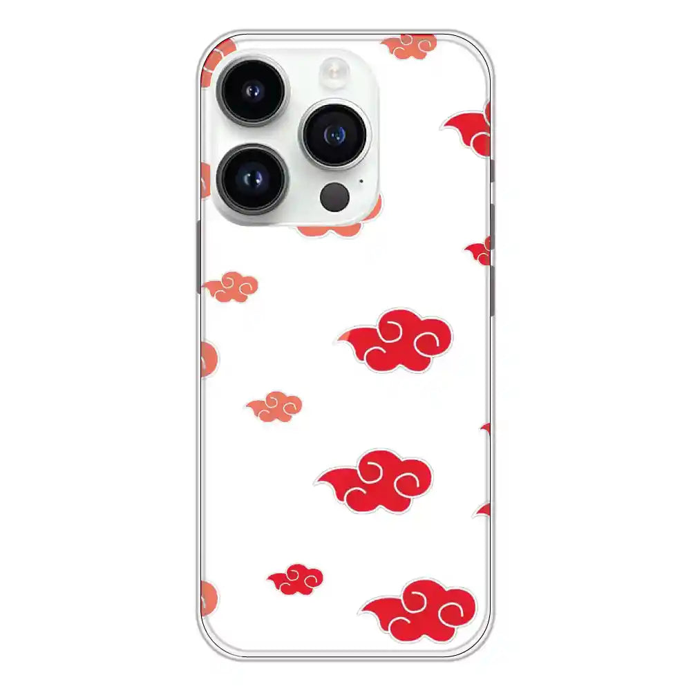 Red Clouds - Clear Printed Silicone Case For Apple iPhone 14 Pro