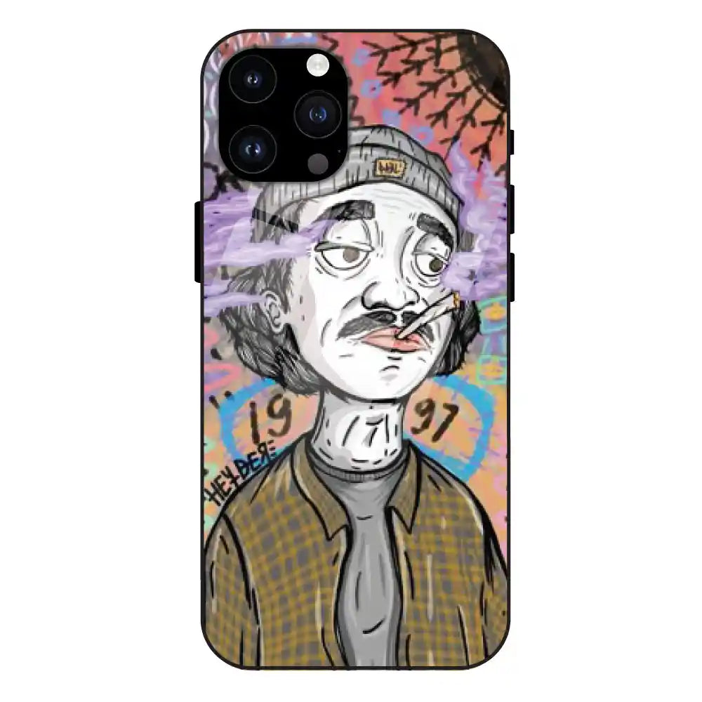 A Smoking Portrait - Glass Case For Apple iPhone 14 Pro