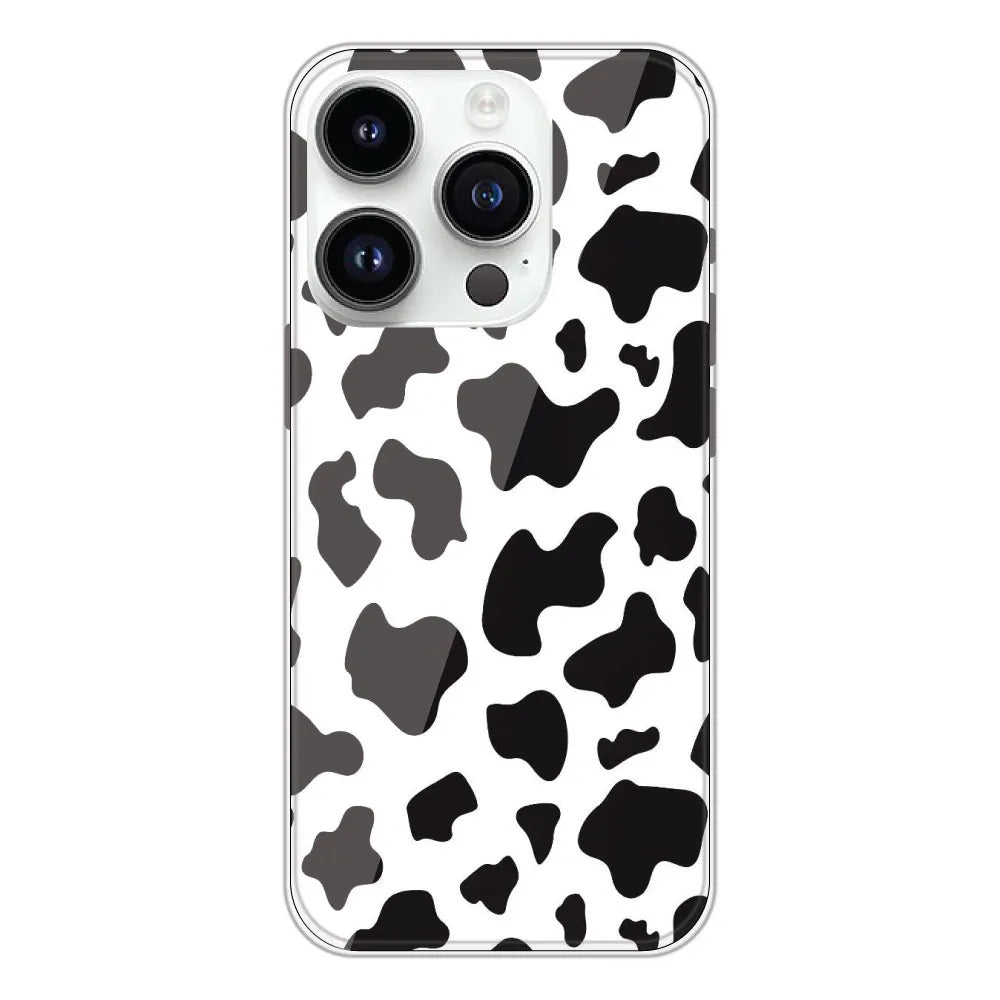 Cow Print - Clear Printed Silicone CaseFor Apple iPhone 14 Pro
