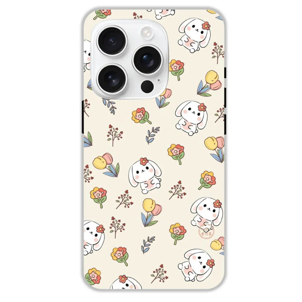 Cute Bunny & Flowers - Hard Cases For Apple iPhone 14 Pro