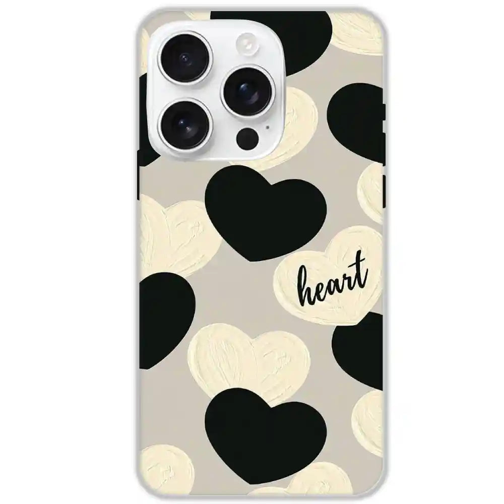 Black And White Heart - Hard Cases For Apple iPhone 14 Pro