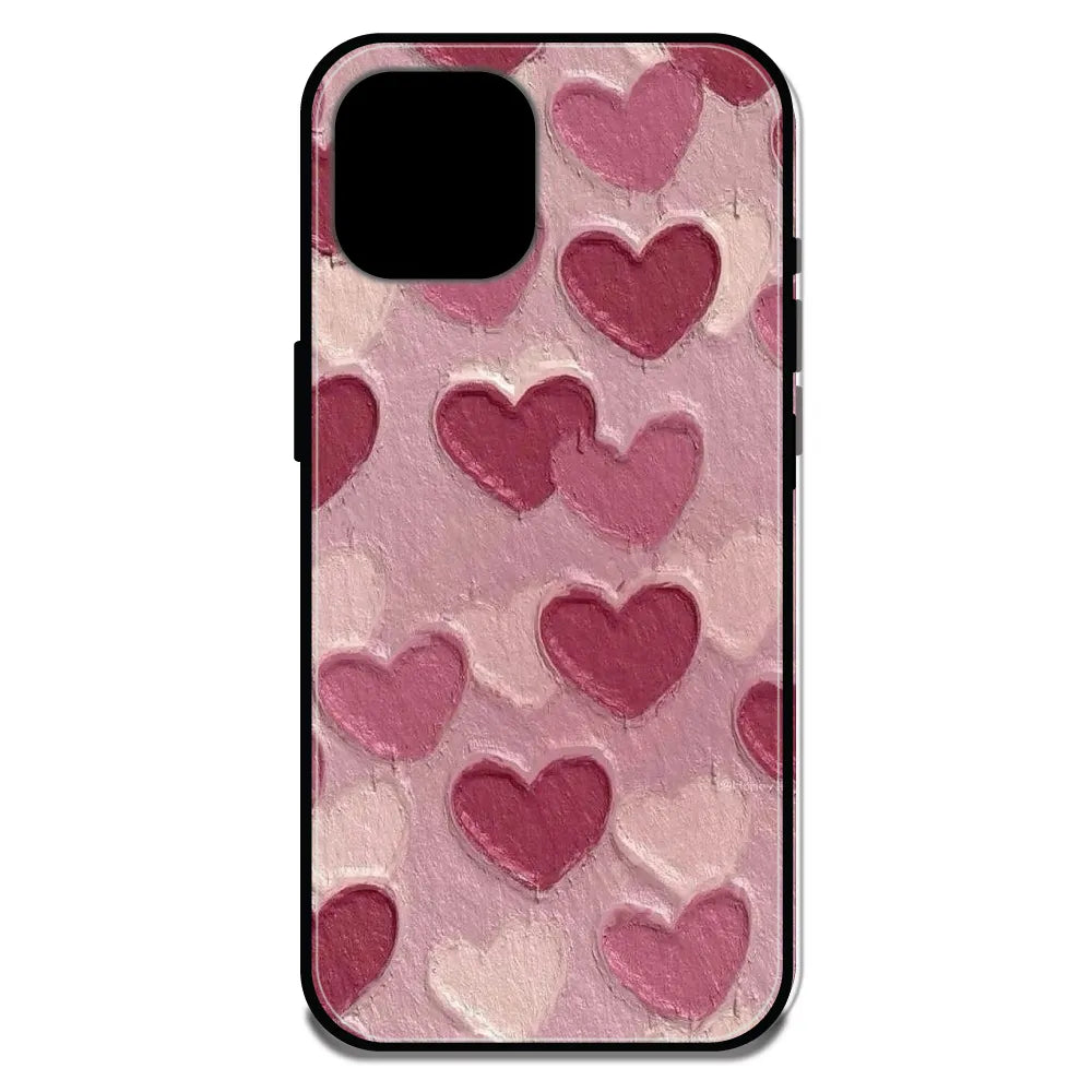 'Pastel Hearts Love - Glossy Metal Silicone Case For Apple iPhone 14 Pro