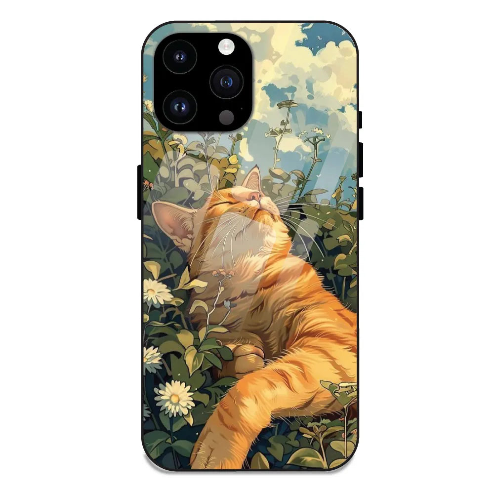 Garfield Sleeping - Glossy Metal Silicone Case For Apple iPhone 14 Pro