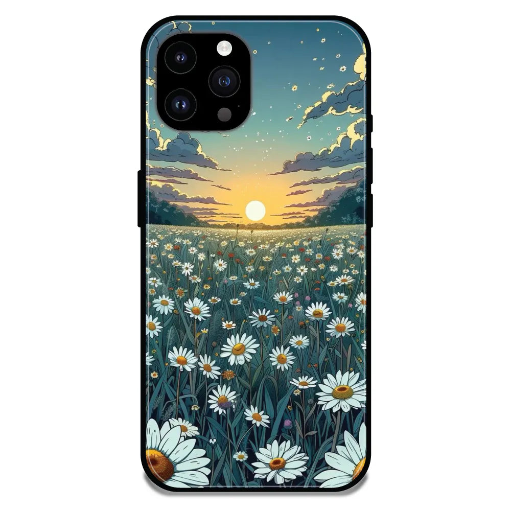 'Daisy Sunset - Glossy Metal Silicone Case For Apple iPhone 14 Pro