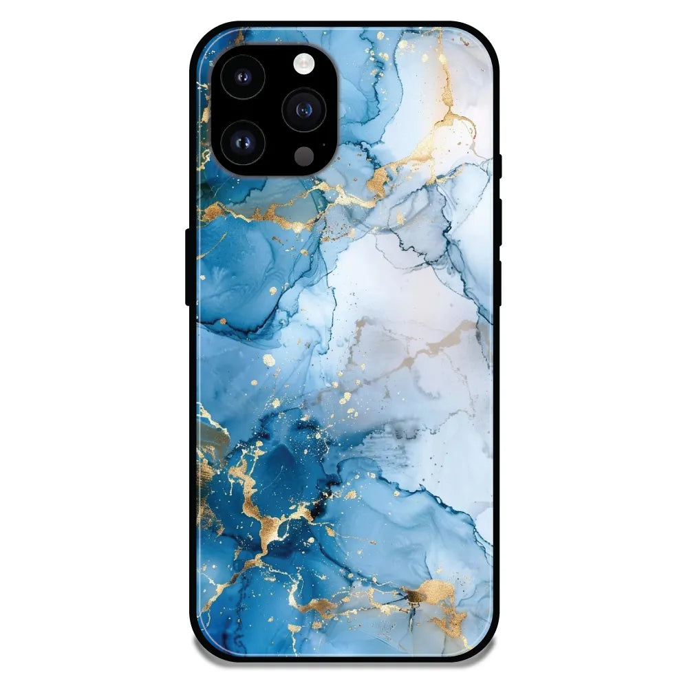 'Blue Marble - Glossy Metal Silicone Case For Apple iPhone 14 Pro