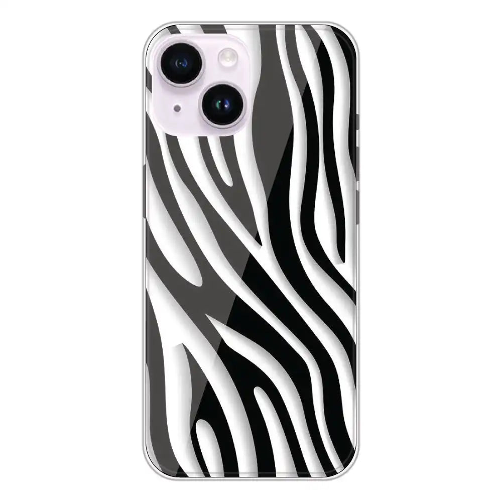 Zebra Print - Clear Printed Silicone Case For Apple iPhone 14