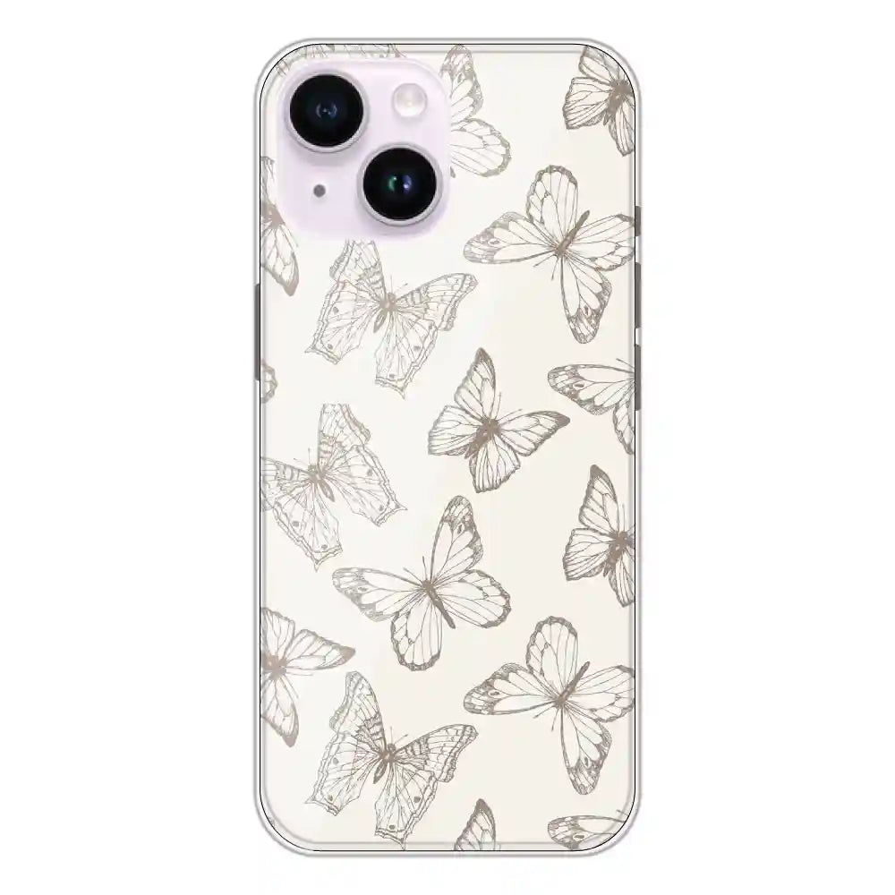 White Butterflies - Printed Silicone Case For Apple iPhone 14