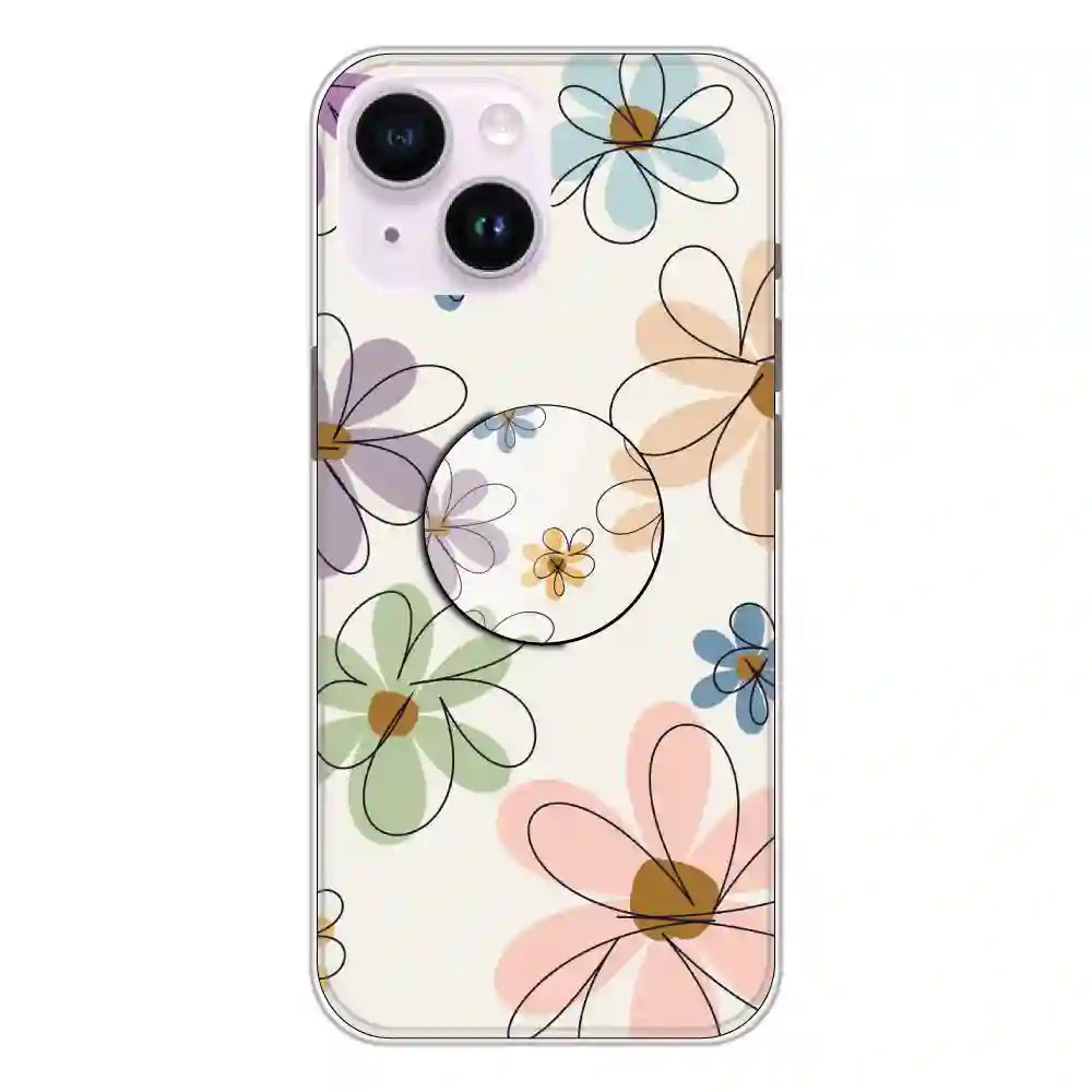 Rainbow Flowers - Silicone Grip Case For Apple iPhone 14