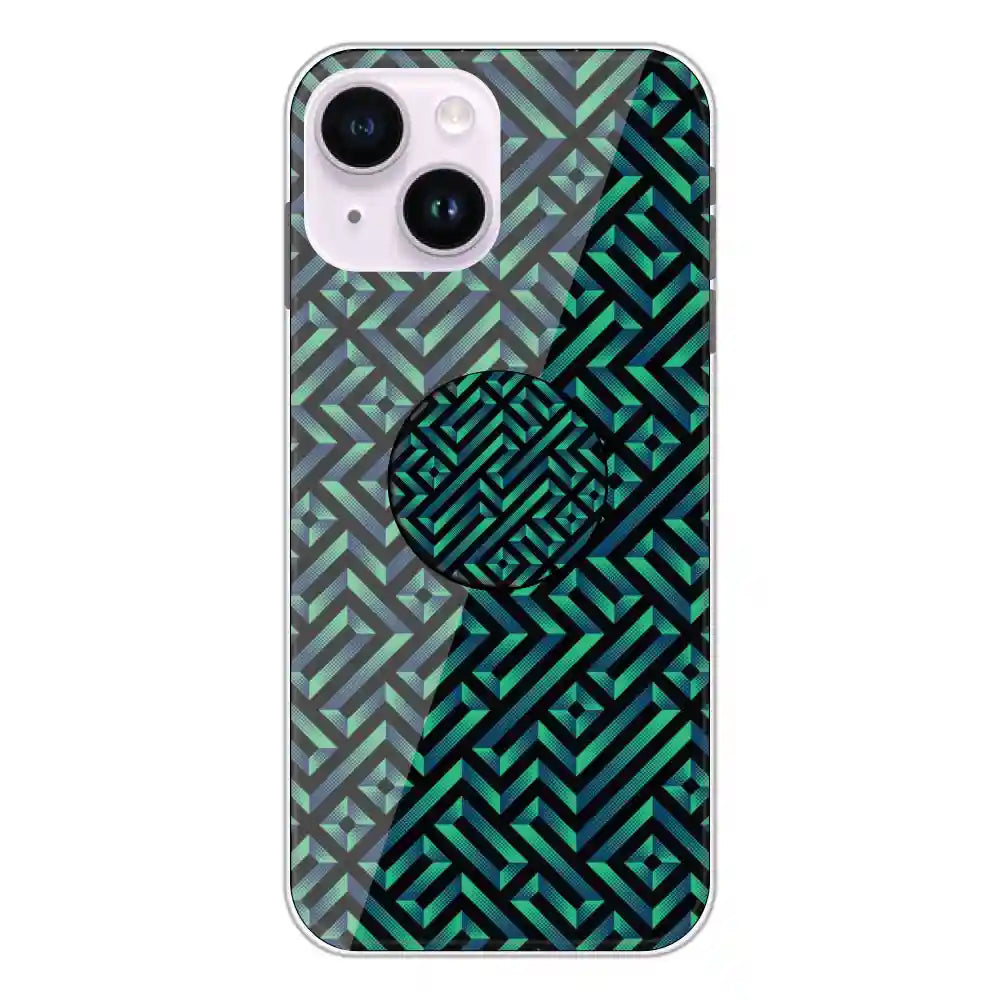 Green Mosiac Art - Silicone Grip Case For Apple iPhone 14