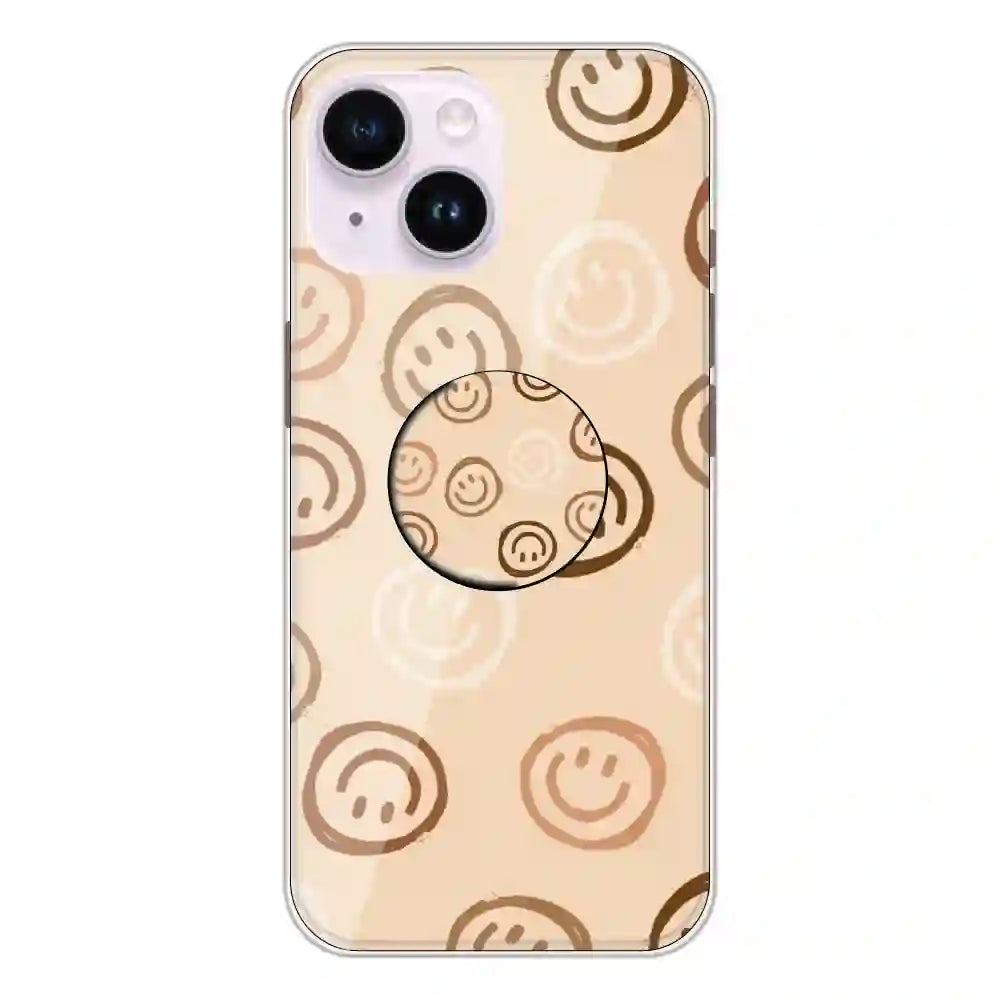 Brown Smilies - Silicone Grip Case For Apple iPhone 14