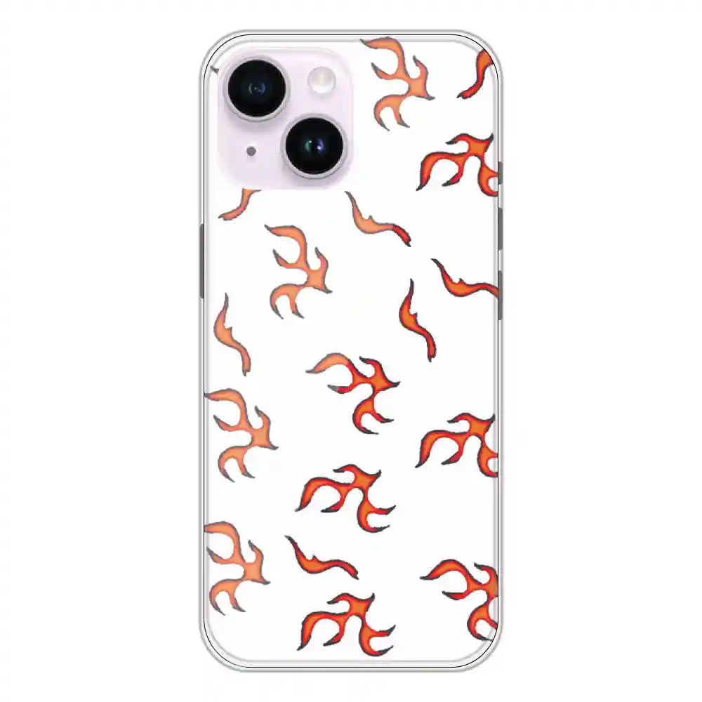 Orange Mini Flames - Clear Printed Silicone Case For Apple iPhone 14