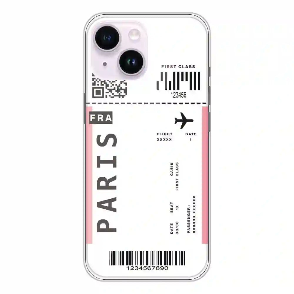 Paris Ticket - Clear Printed Silicone Case For Apple iPhone 14