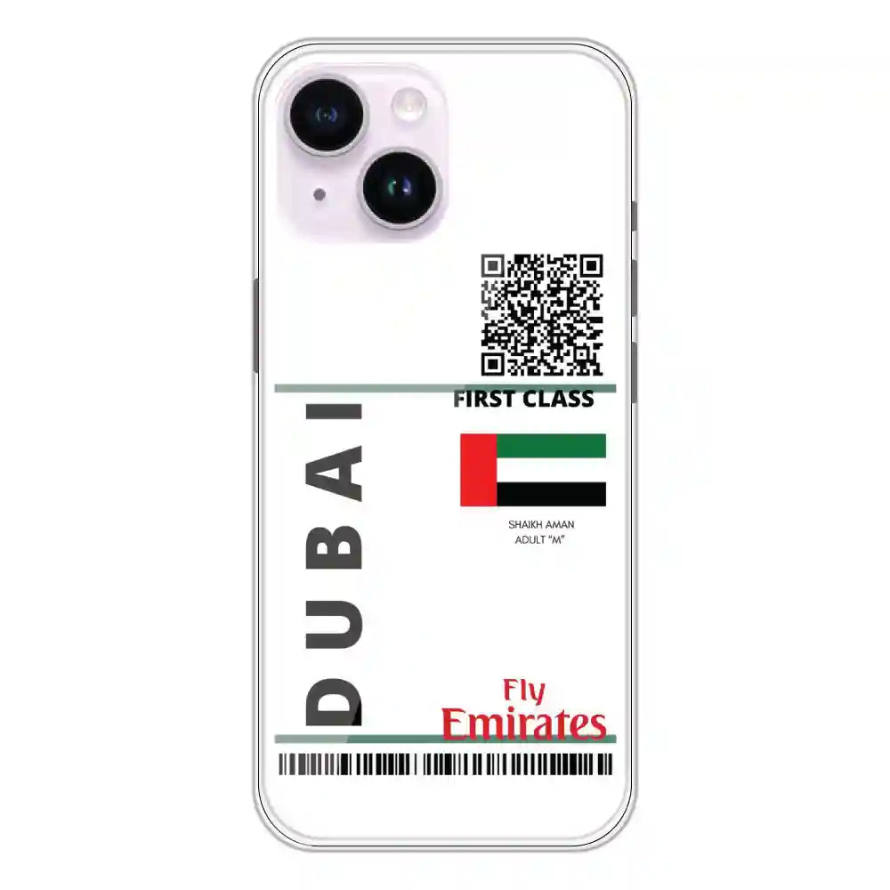 Dubai Ticket - Clear Printed Silicone Case For Apple iPhone 14 Pro