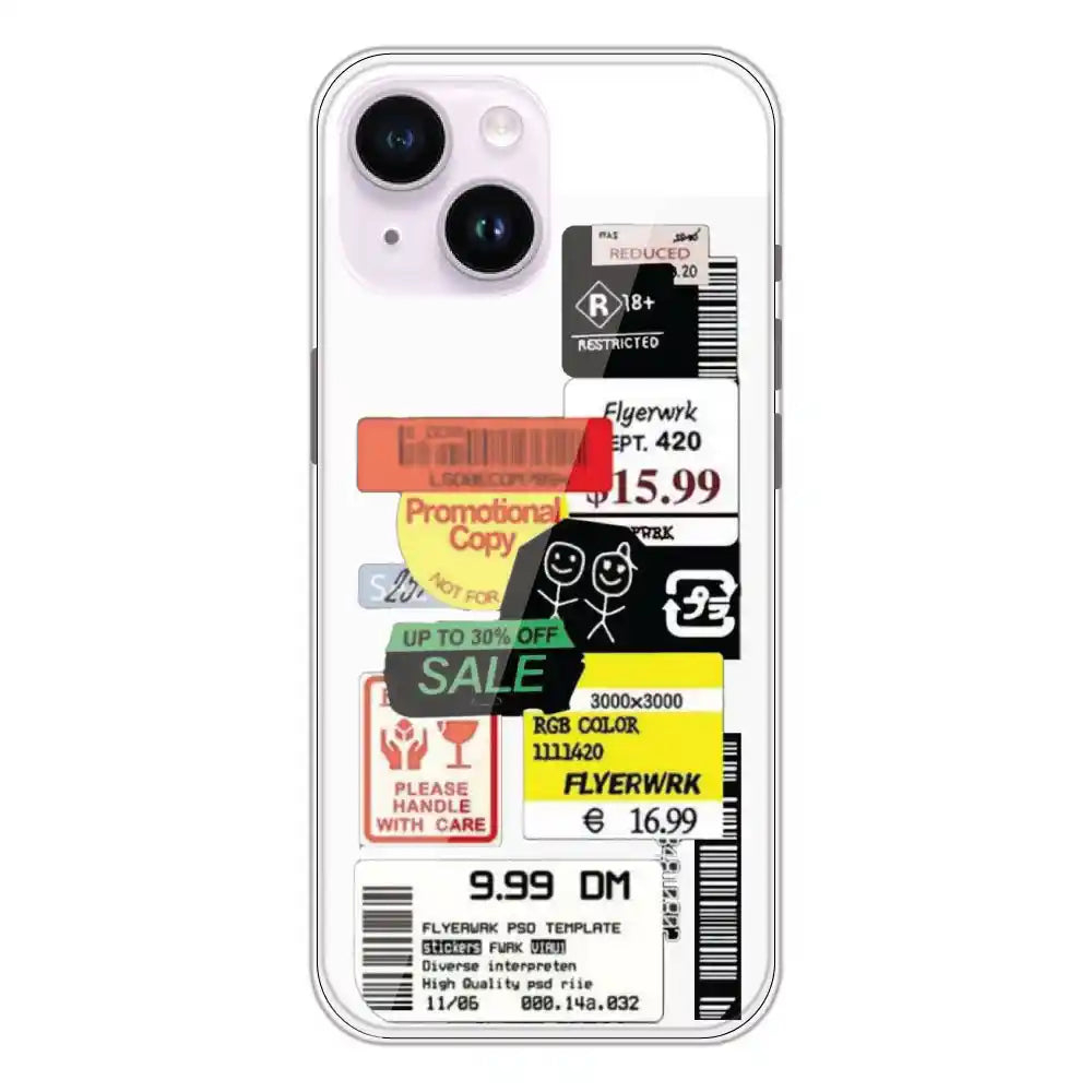 Sales - Clear Printed Silicone Case For Apple iPhone 14