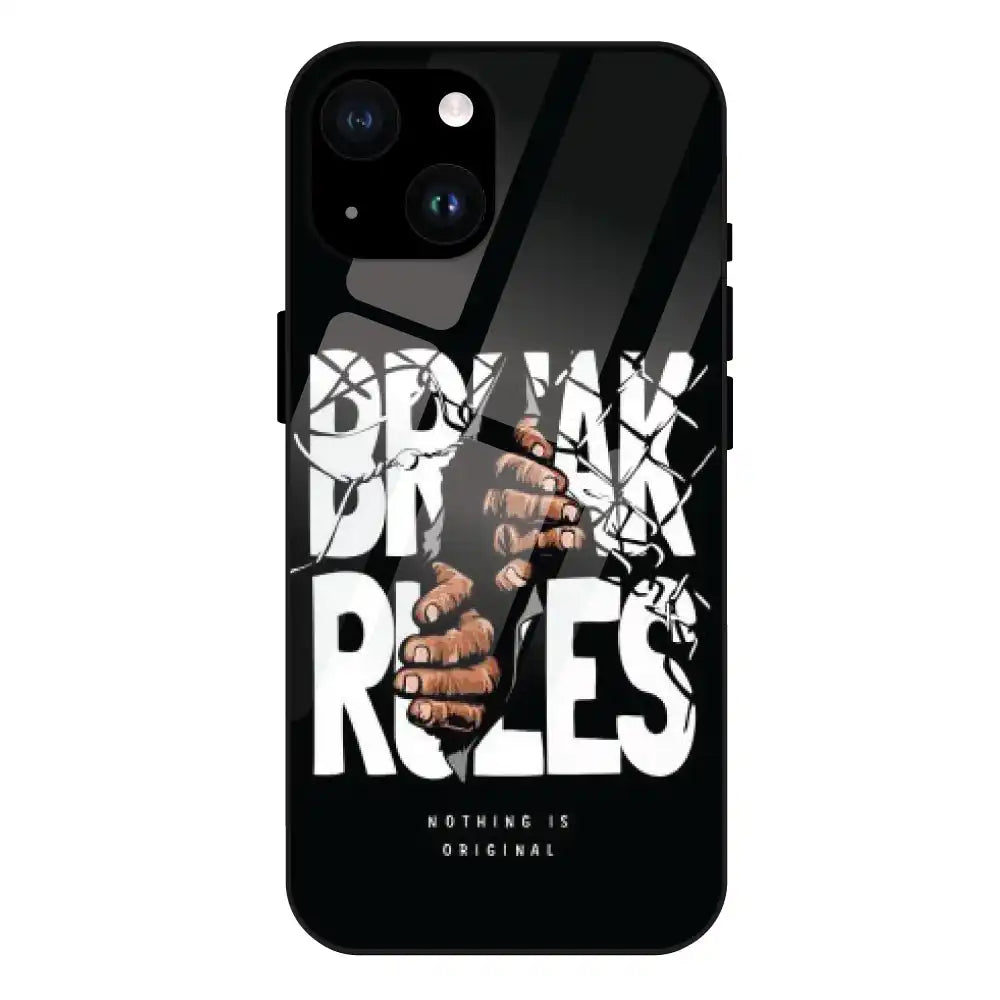 Break Rules - Glass Case For Apple iPhone 14