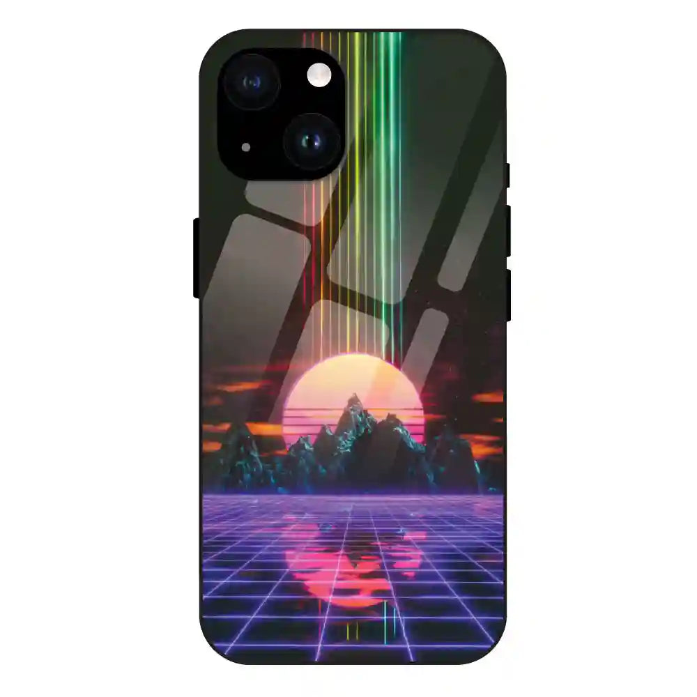 'Retro Sunset Synthwave - Glass Case For Apple iPhone 14