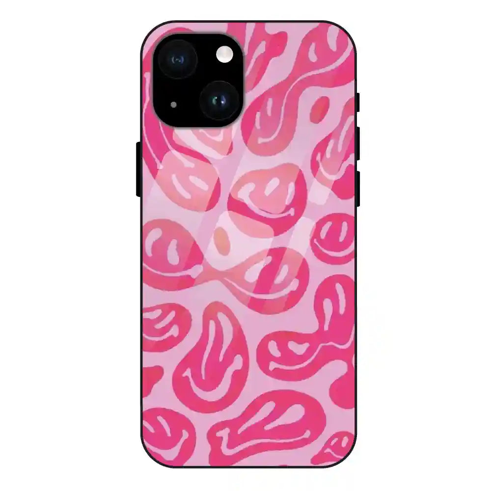 Pink Smilies - Glass Case For Apple iPhone 14