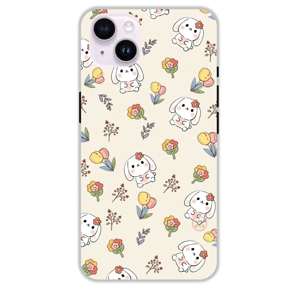 Cute Bunny & Flowers - Hard Cases For Apple iPhone 14