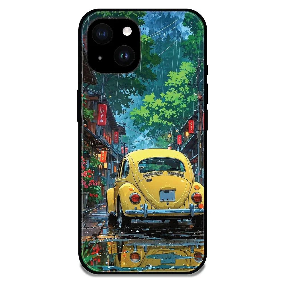 'Yellow Bettle - Glossy Metal Silicone Case For Apple iPhone 14