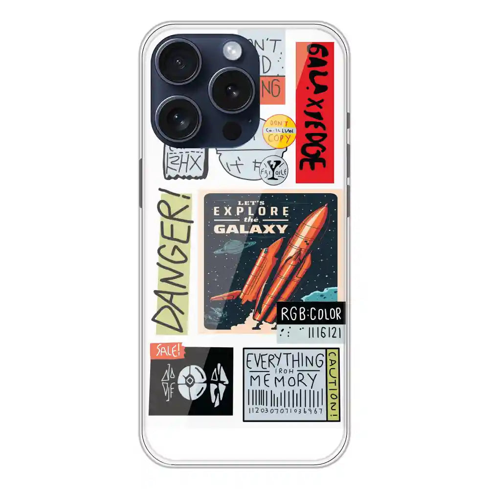 Galaxy - Clear Printed Silicone Case For Apple iPhone 15 Pro