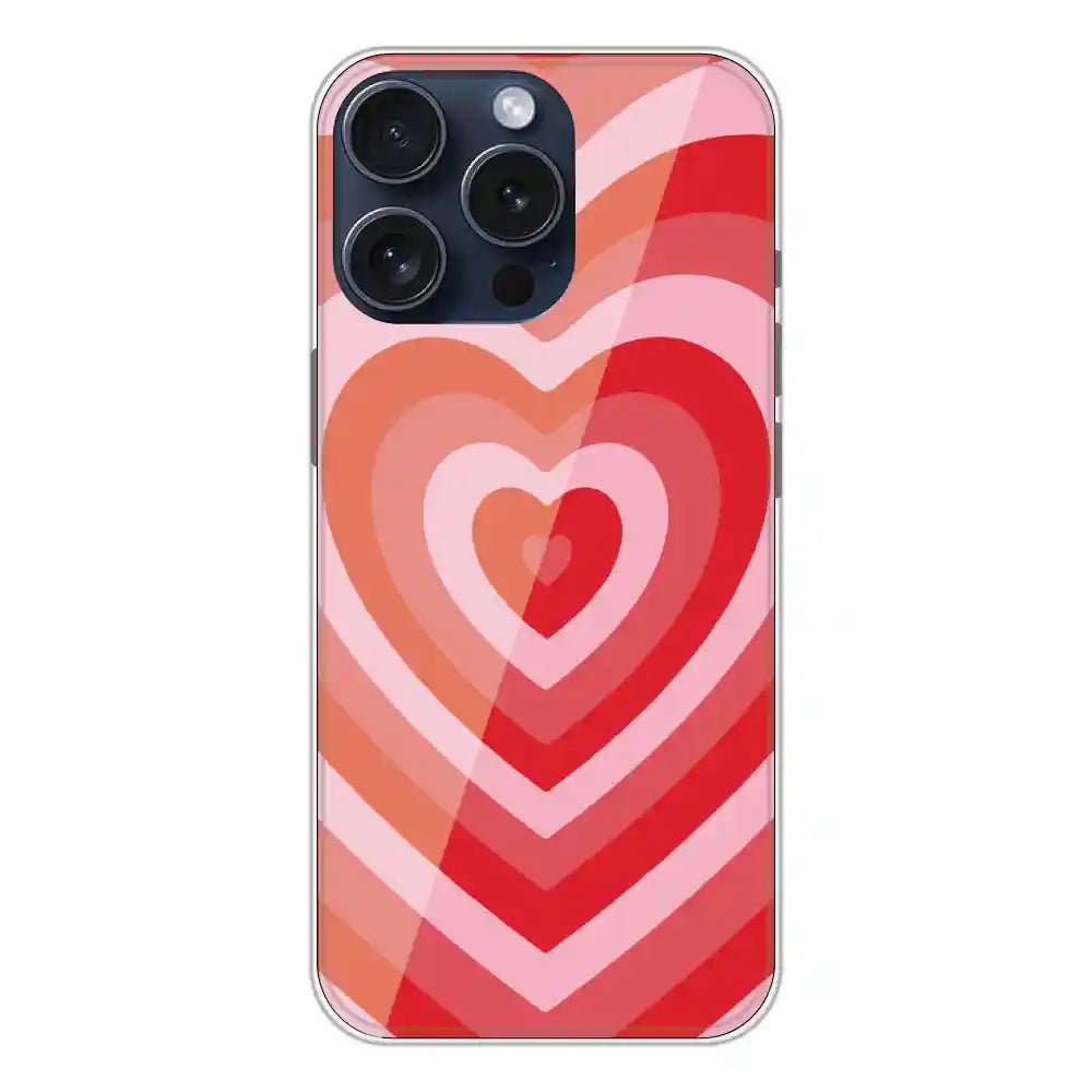 Red Hearts - Printed Silicone Case For Apple iPhone 15 Pro