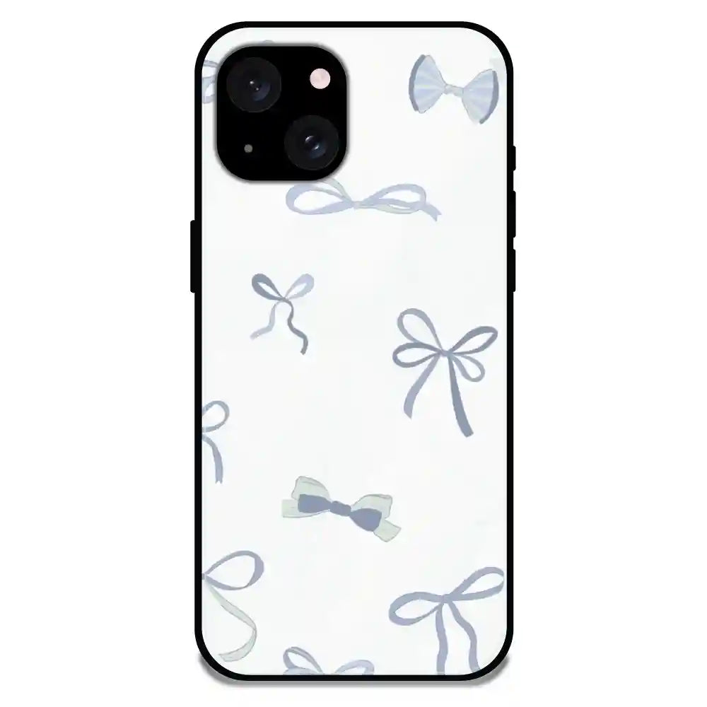 'Blue Bows - Glossy Metal Silicone Case For Apple iPhone 15 Plus