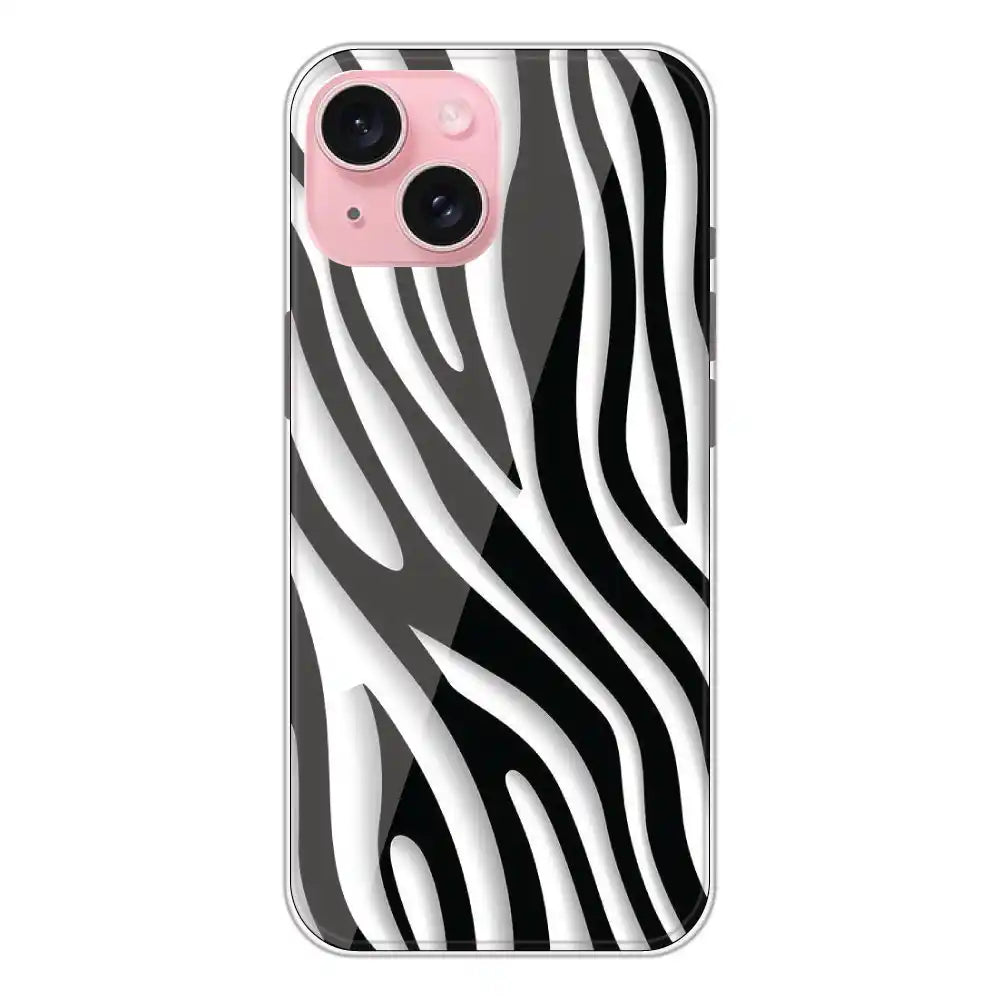 Zebra Print - Clear Printed Silicone Case For Apple iPhone 15 Plus
