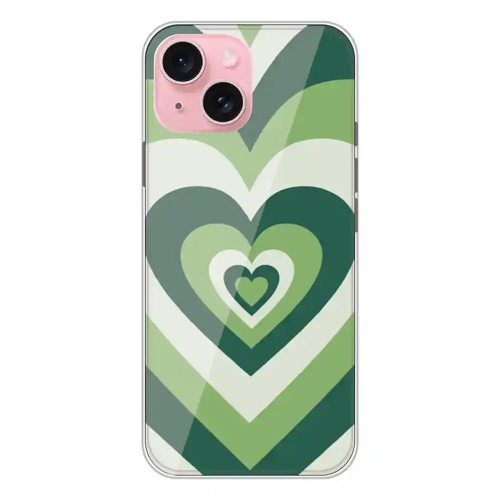 Dark Green Hearts - Printed Silicone Case For Apple iPhone 15 Plus