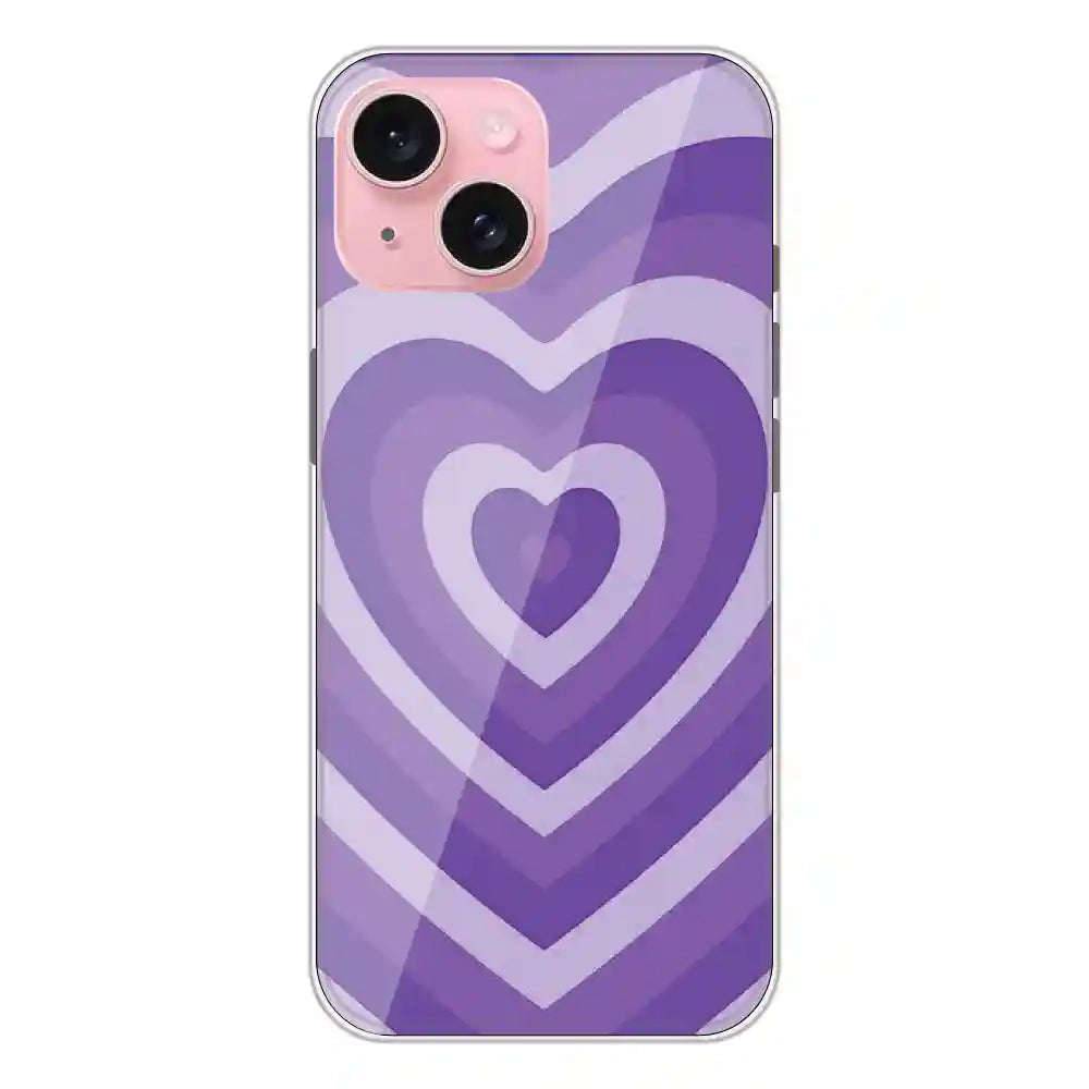 Purple Hearts - Printed Silicone Case For Apple iPhone 15 Plus