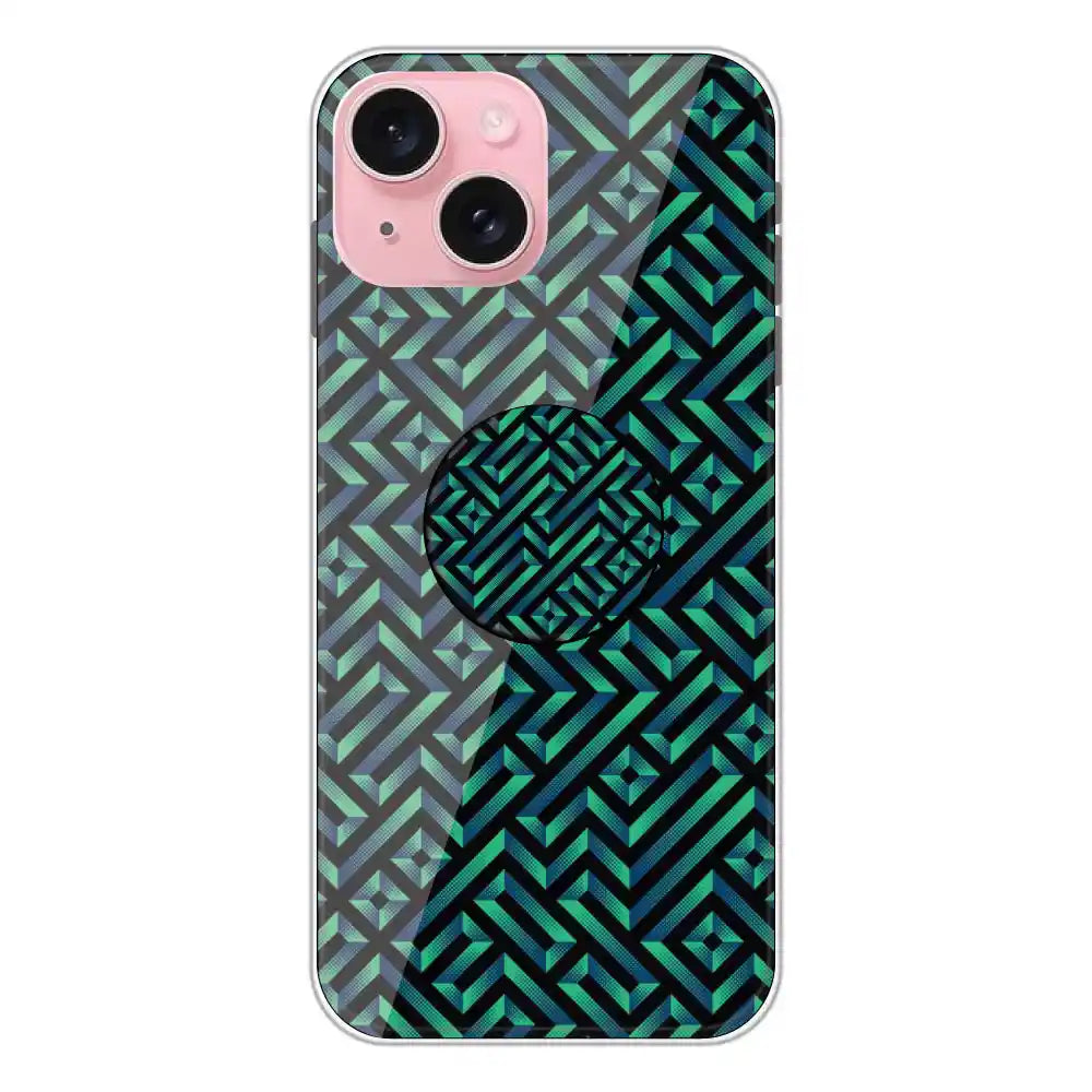 Green Mosiac Art - Silicone Grip Case For Apple iPhone 15 Plus