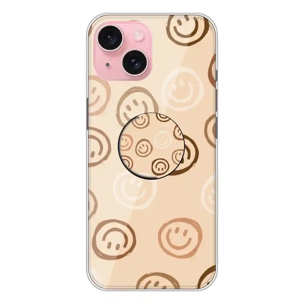 Brown Smilies - Silicone Grip Case For Apple iPhone 15 Plus