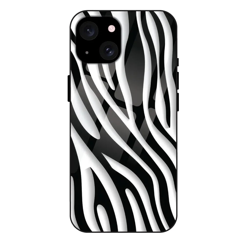 Zebra Print - Glass Case For Apple iPhone 15 Plus