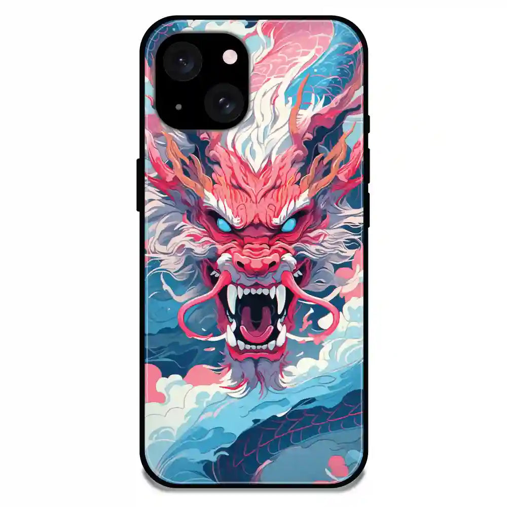 'Pink Dragon - Glossy Metal Silicone Case For Apple iPhone 15 Plus
