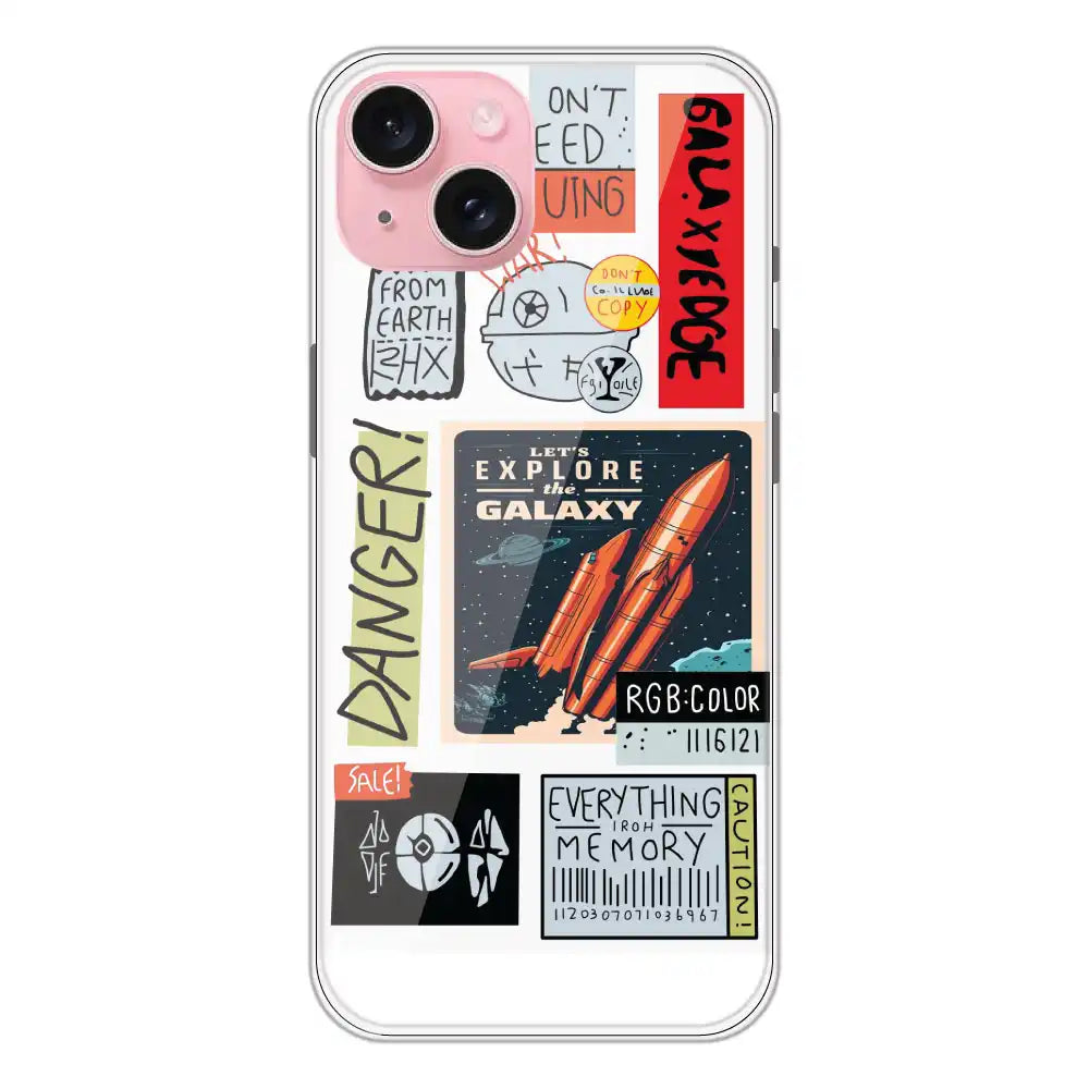 Galaxy - Clear Printed Silicone Case For Apple iPhone 15 Plus