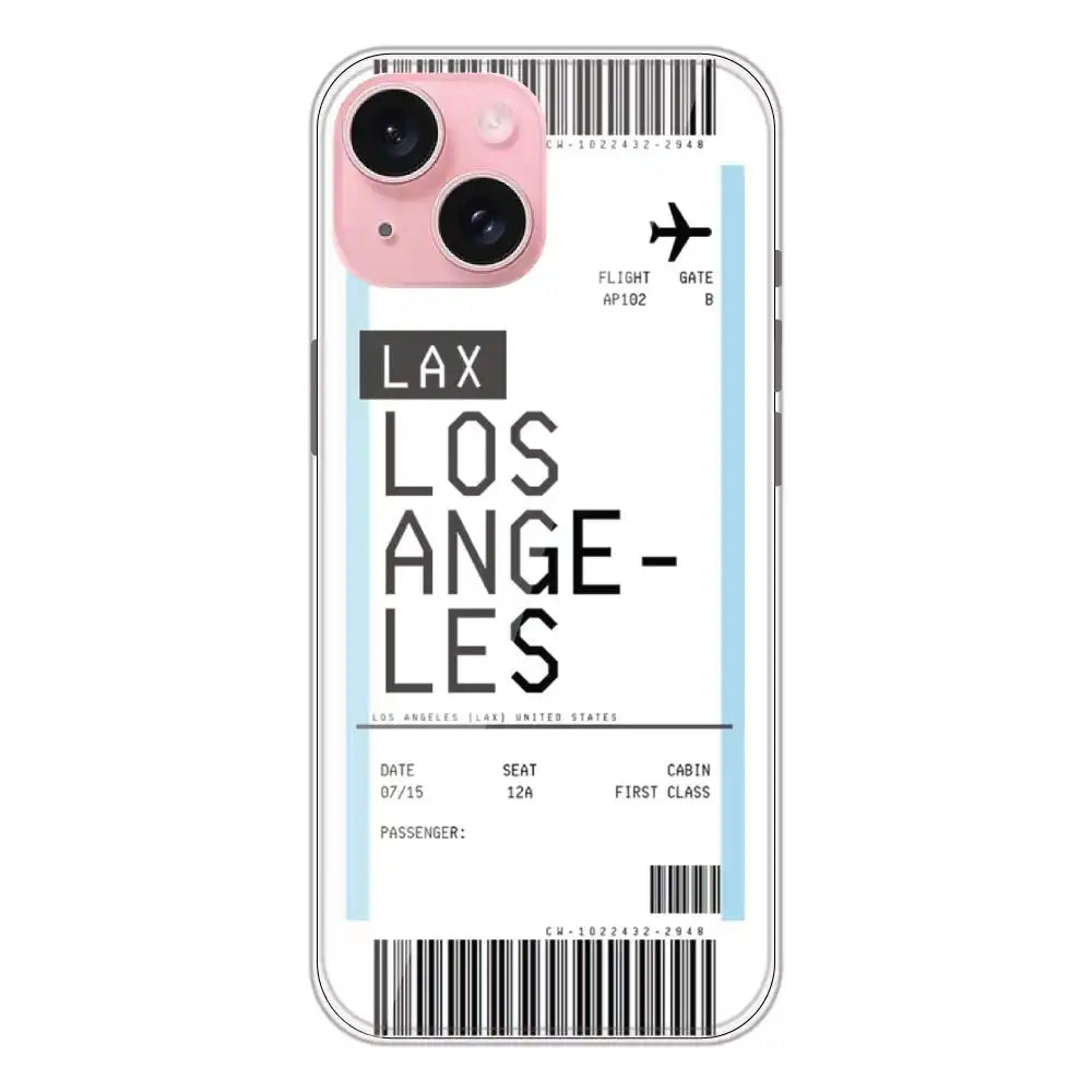 Los Angeles Ticket - Clear Printed Silicone Case For Apple iPhone 15 Plus