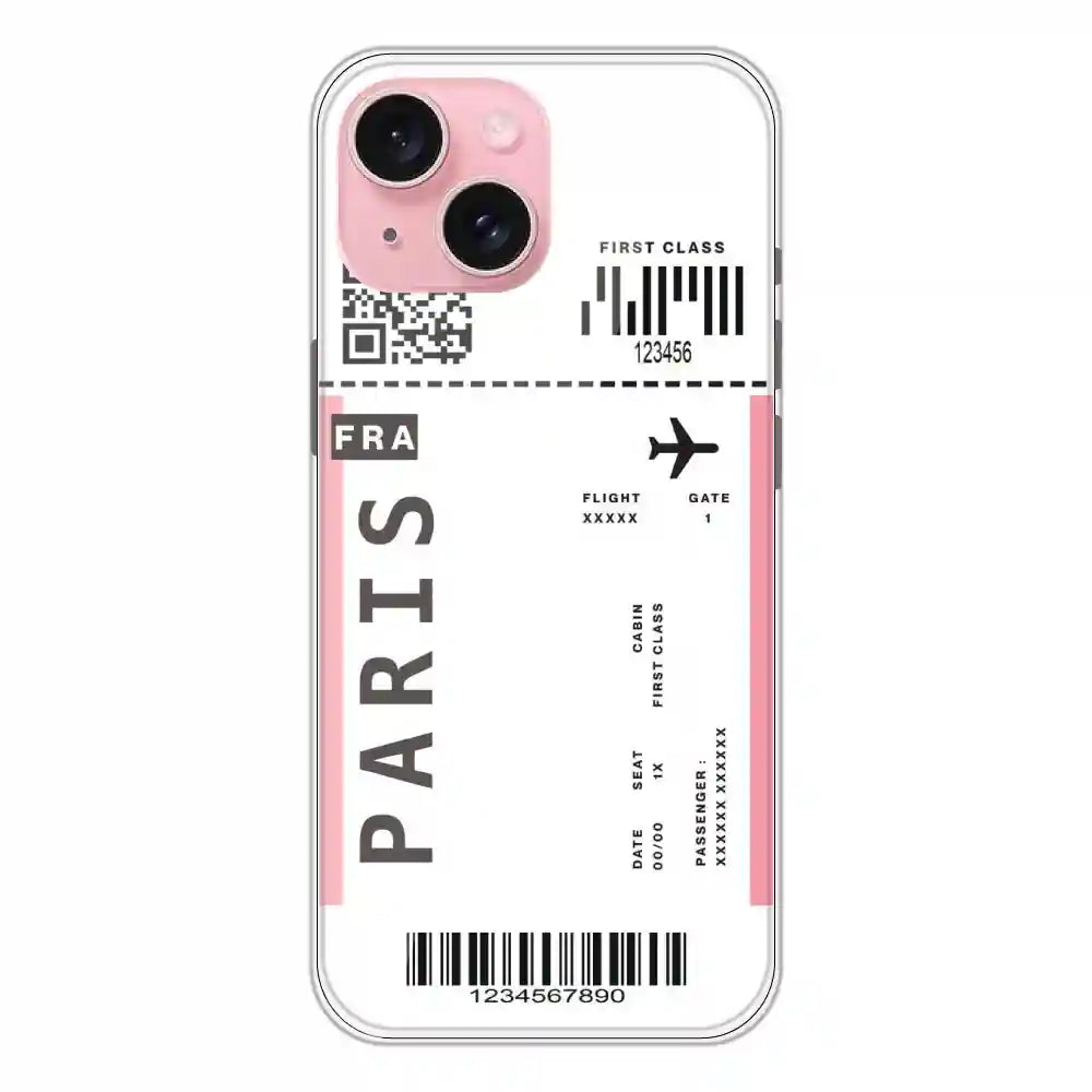 Paris Ticket - Clear Printed Silicone Case For Apple iPhone 15 Plus
