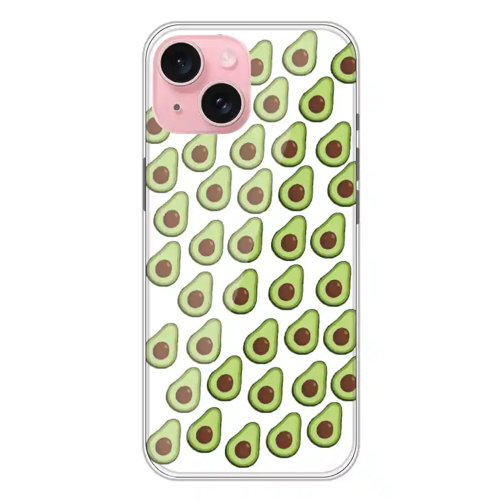 Avocado - Clear Printed Silicone Case For Apple iPhone 15 Plus