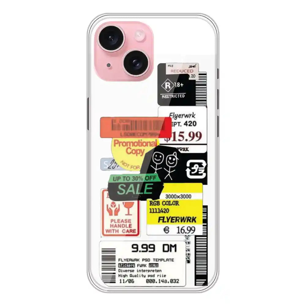 Sales - Clear Printed Silicone Case For Apple iPhone 15 Plus