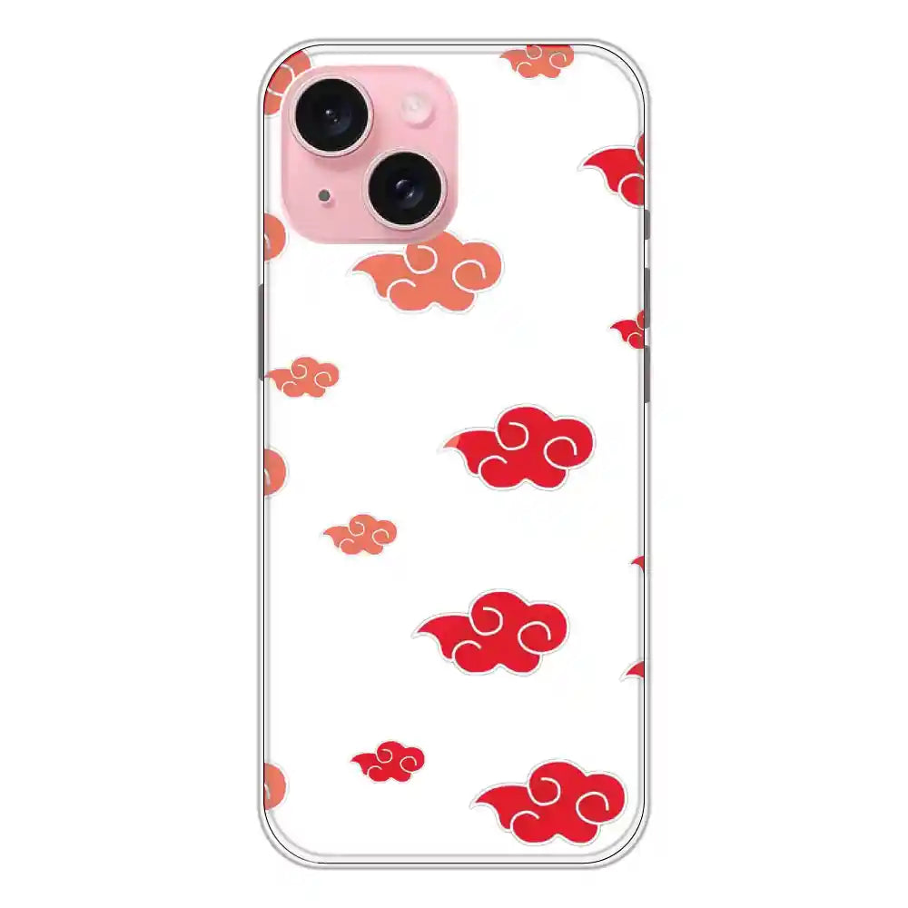 Red Clouds - Clear Printed Silicone Case For Apple iPhone 15 Plus