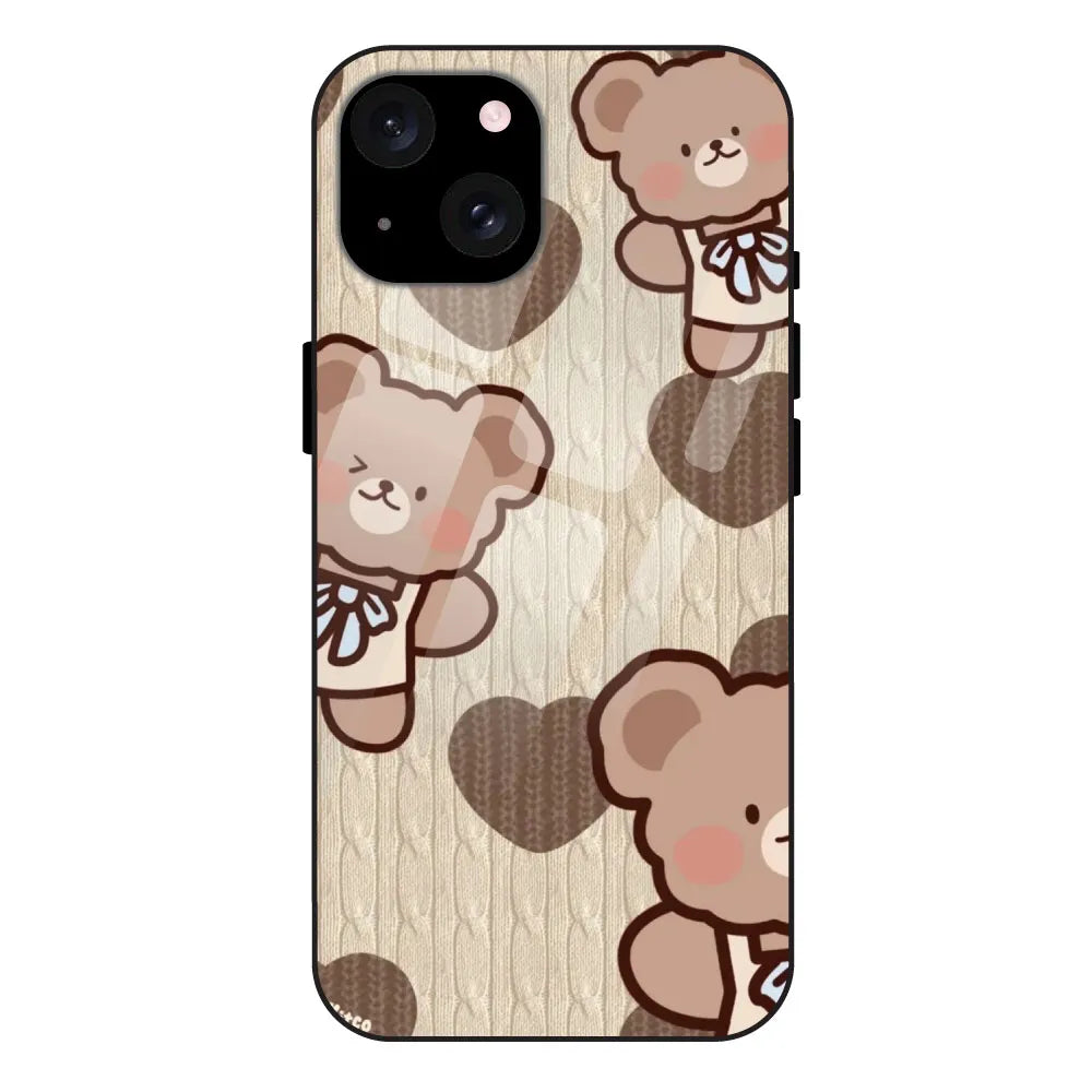 Teddy Heart - Glossy Metal Silicone Case For Apple iPhone 15 Plus