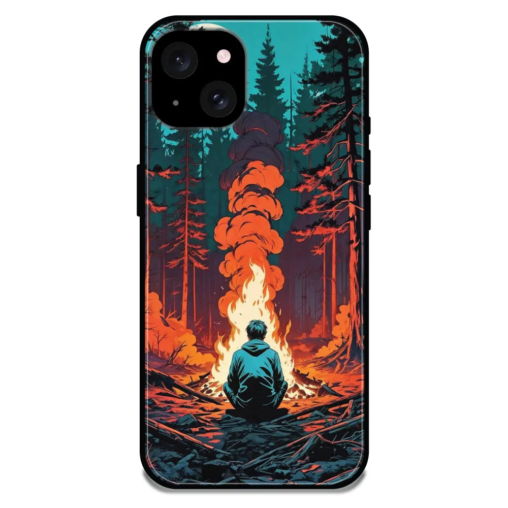 'Boy With Camp Fire - Glossy Metal Silicone Case For Apple iPhone 15 Plus